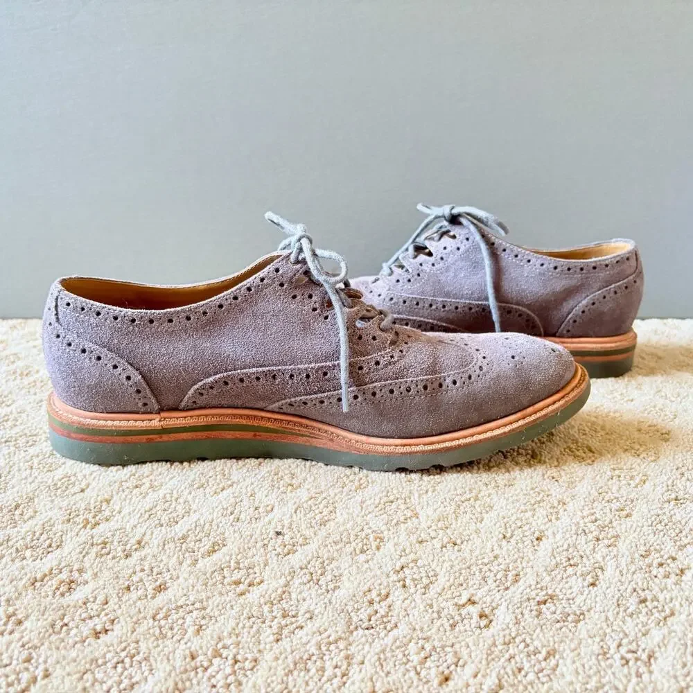 Cole Haan Mens Gray Suede Wingtip Oxford Vibram Sole Shoes Sz 11 Dress Shoes